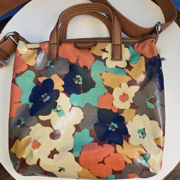 Retro Fossil Key Per Boho Crossbody Bag Coated Canvas Shoulder Floral Charms - Picture 11 of 12